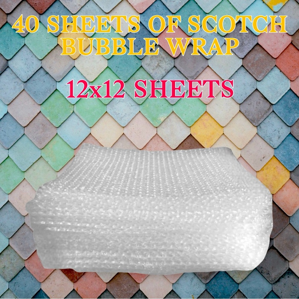 🆕12”x 12” SCOTCH BRAND BUBBLE WRAP CUSHION SHEET, 40 SHEET TOTAL!
